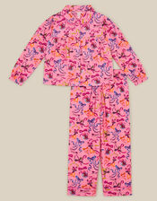 Christmas Bow Print Long Pyjamas Set, Pink (PINK), large