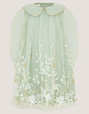 Veronica Floral Tulle Party Dress, Green (SAGE), large