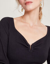 Bodice Detail Jumper with LENZING™ ECOVERO™, Black (BLACK), large
