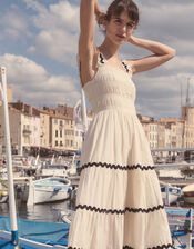 Tabitha Sleeveless Smocked Midi Dress, Ivory (IVORY), large