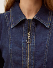 Erin Zip Denim Midi Dress, Blue (INDIGO), large