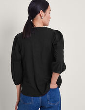 Larissa Lace Trim Top, Black (BLACK), large