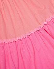 Smocked Strappy Colour Block Dress, Orange (CORAL), large