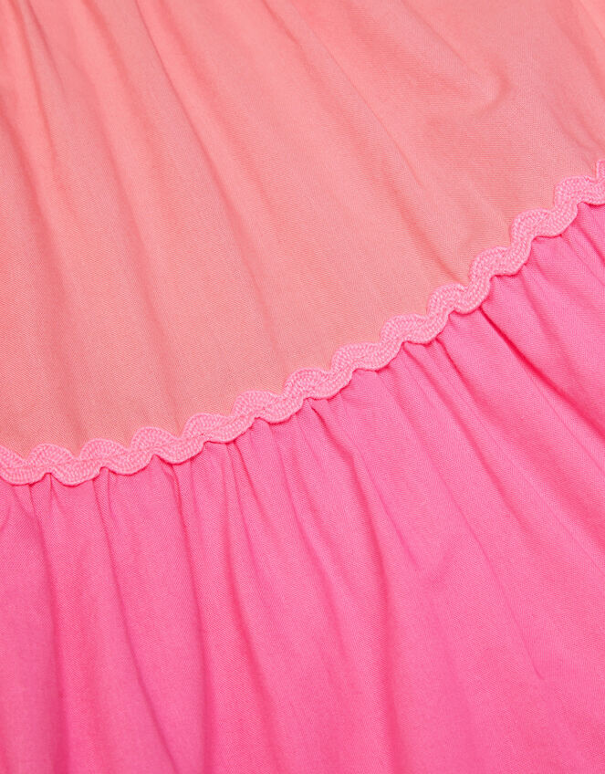 Smocked Strappy Colour Block Dress, Orange (CORAL), large