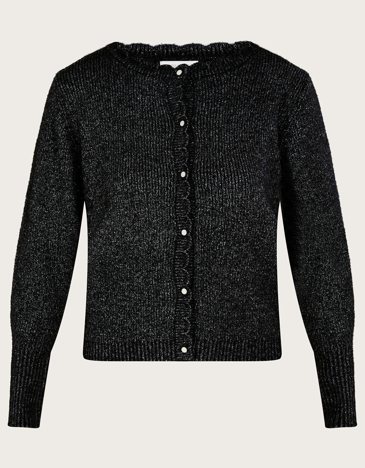 Scallop Edge Cardigan with Recycled Polyester Black