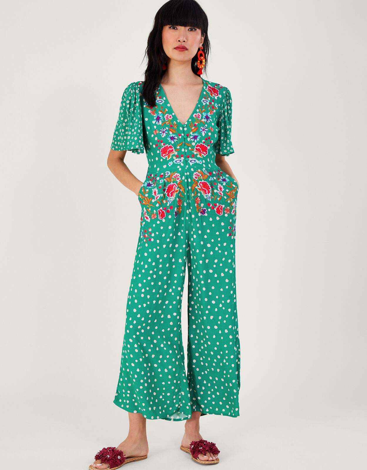 Rori Embroidered Jumpsuit Green