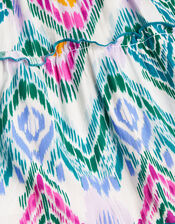 MINI ME Rainbow Ikat Print Dipped Hem Dress, Multi (MULTI), large