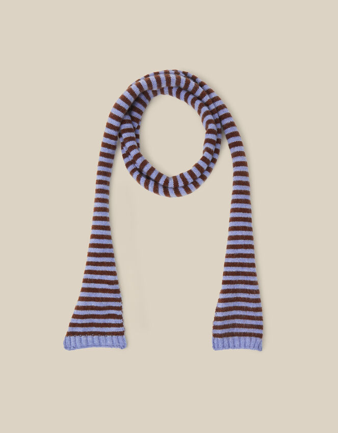 Sage Stripe Skinny Scarf, , large