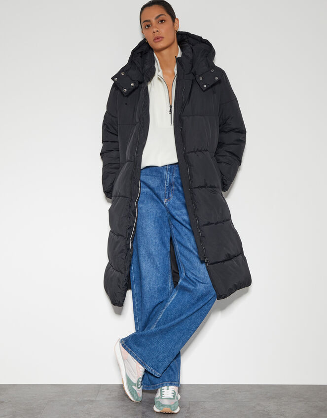 Lissy Long Hooded Puffer Coat, Black (BLACK), large