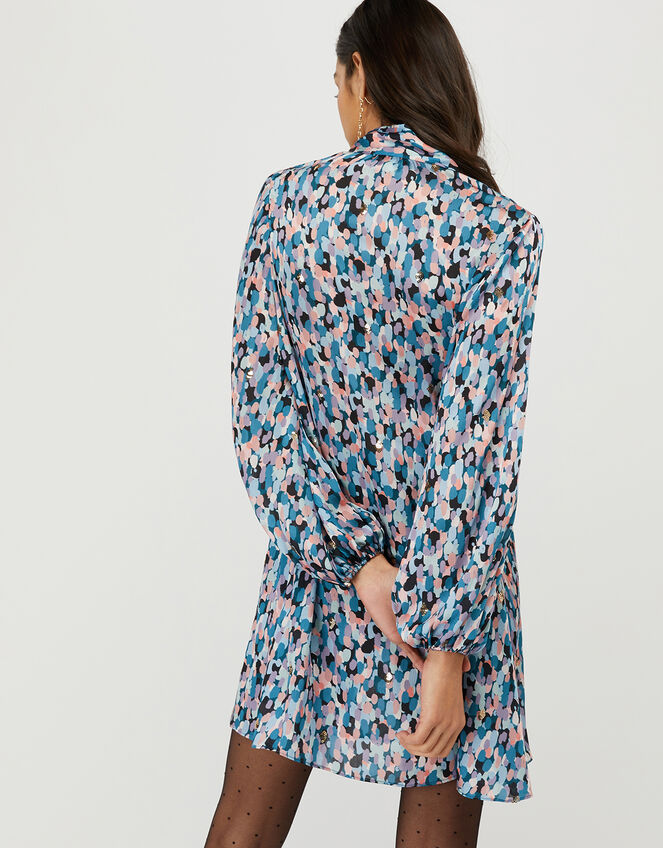 Suzie Colourful Sequin Smock Dress with Recyled Polyester, Blue (BLUE), large