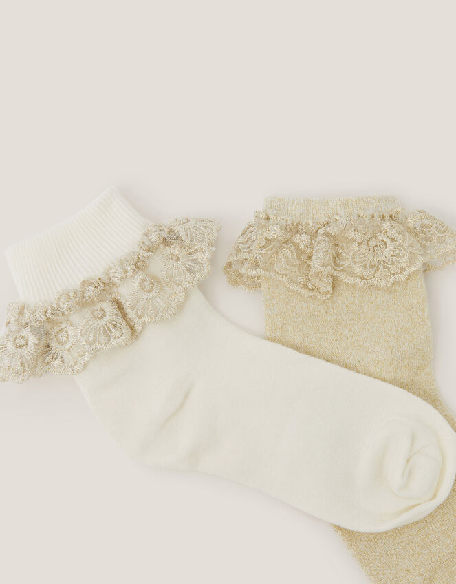 2-Pack Lace Trim Socks, Multi (MULTI), large