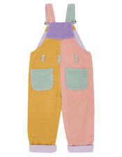 Dotty Dungarees Corduroy Patchwork Dungarees, PASTEL MULTI, large