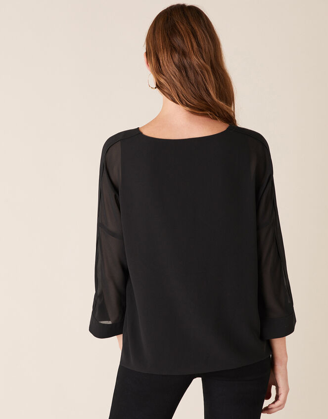 Leopard Heat-Seal Gem Blouse, Black (BLACK), large