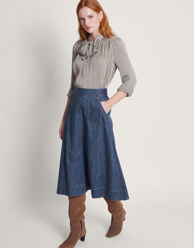 Harper Denim Skirt, Blue (DENIM BLUE), large