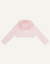Baby Fluffy Collar Super-Soft Cardigan, Pink (PINK), large