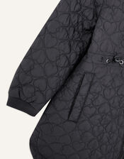 Lightweight Heart Longline Quilted Coat, Black (BLACK), large