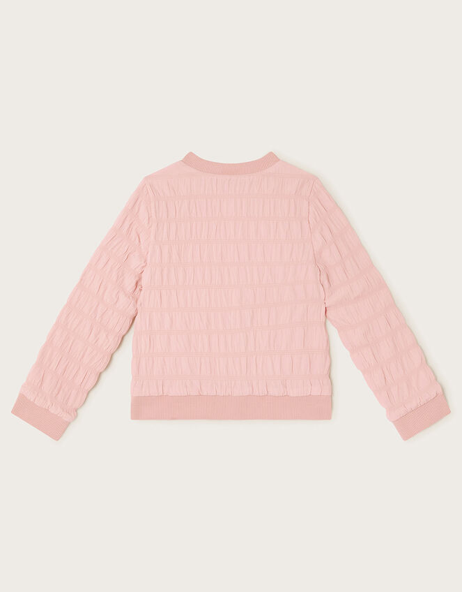 Seersucker Butterfly Bomber Jacket, Pink (PALE PINK), large