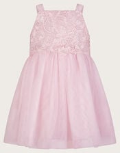 Baby Anna Sleeveless Lacy Dress, Pink (PALE PINK), large