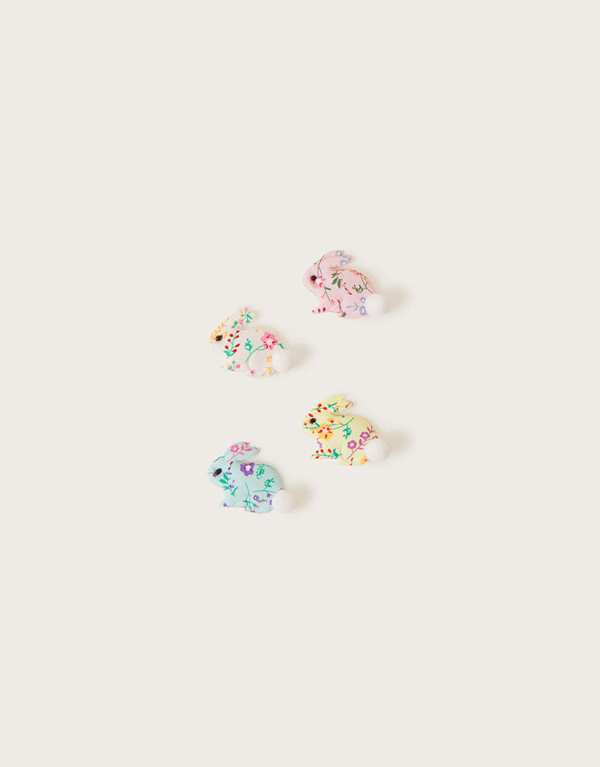 Ditsy Bunny Hair Clips 4 Pack, , large