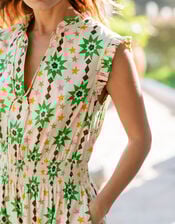 La Galeria Elefante Floral Print Midi Dress, Orange (PEACH), large