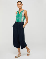Poppy Patchwork Print Sleeveless Top, Green (GREEN), large