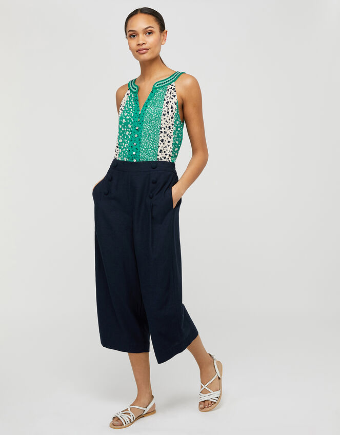 Poppy Patchwork Print Sleeveless Top, Green (GREEN), large