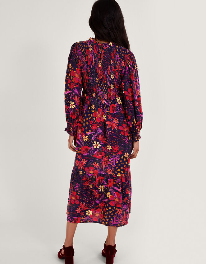 Floral Smock Dress, Blue (NAVY), large