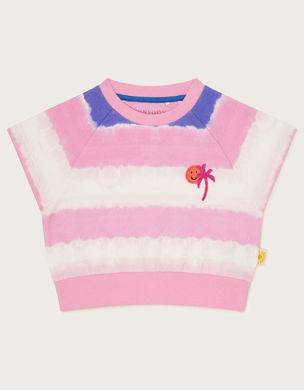Sadie Tie Dye Short Sleeve Sweater, Pink (PINK), large