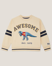 Dinosaur Varity Sweatshirt, Natural (STONE), large