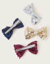 4-Pack Sequin Bow Hair Clips, , large