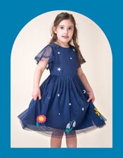 Frugi Penny Appliqué Party Dress, Blue (NAVY), large