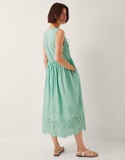 Sadie Tie Broderie Midi Dress, SEA GREEN, large