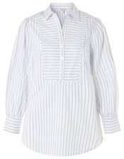 Pinstripe Poplin Shirt, Ivory (IVORY), large