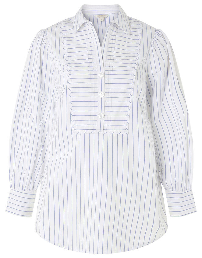 Pinstripe Poplin Shirt, Ivory (IVORY), large