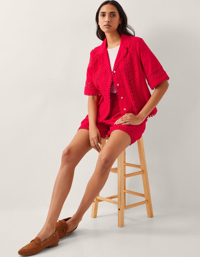 Irina Short Sleeve Lace Shirt Red