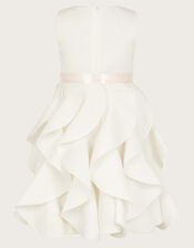 Scuba Cancan Ruffle Dress, Ivory (IVORY), large