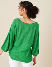 Ruched Jumper in Linen Blend, Green (GREEN), large