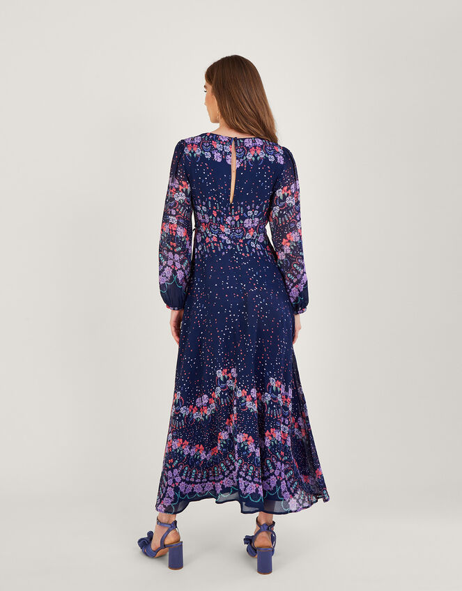 Talitha Print Wrap Dress with Sustainable Viscose, Blue (NAVY), large
