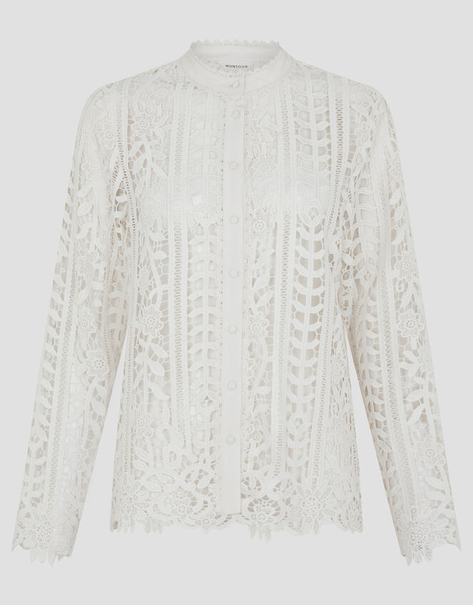 Lottie Lace Shirt, Ivory (IVORY), large