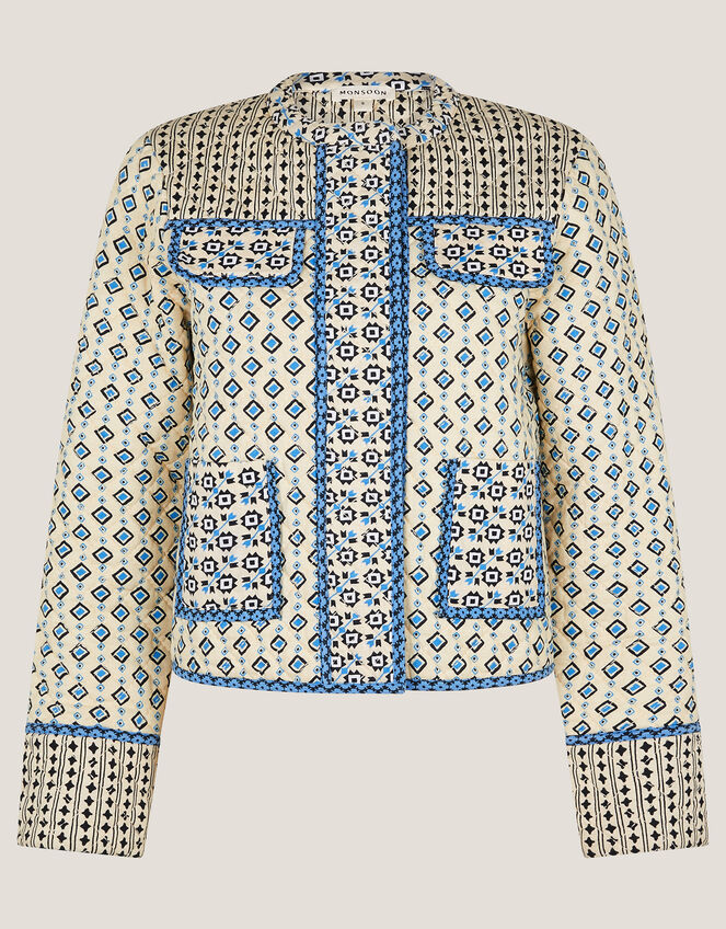 Judy Geometric Print Quilted Jacket, Ivory (IVORY), large