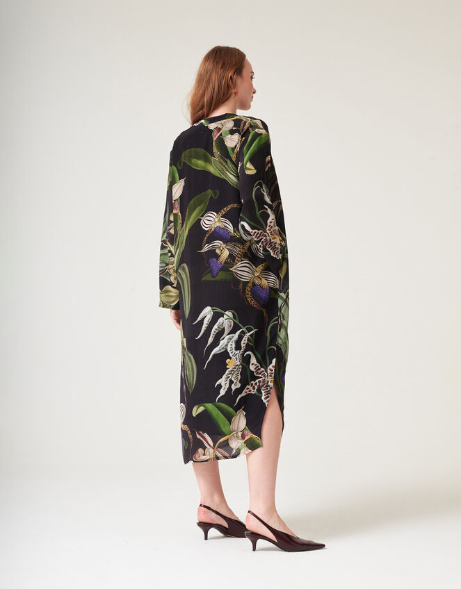 One Hundred Stars Orchid Crepe Midi Dress Black