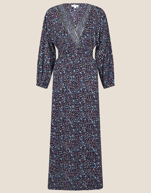 Delilah Dolman Embroidered Dress , Blue (NAVY), large