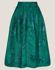 Jolene Floral Jacquard Midi Skirt, Green (GREEN), large