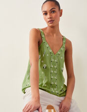 Fia Embroidered Cami Top, Green (GREEN), large
