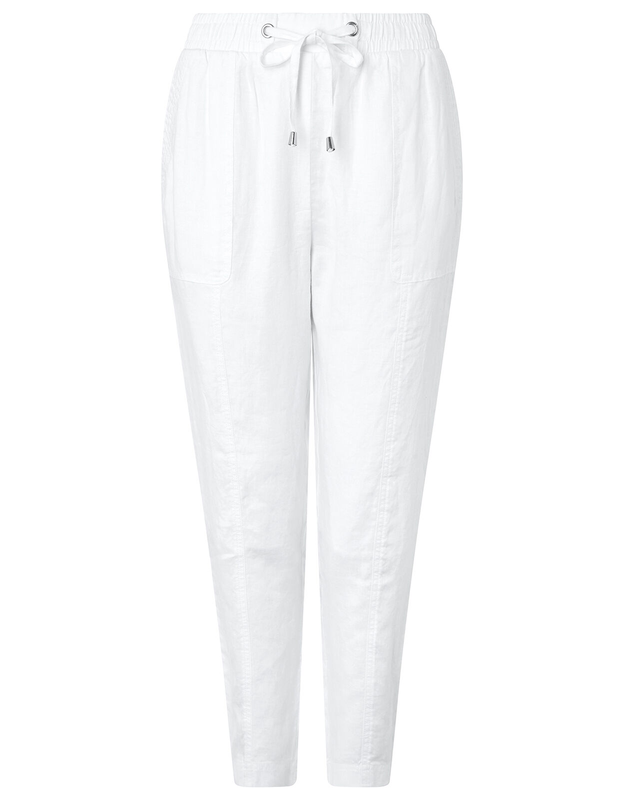 white linen joggers