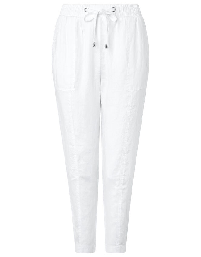 Lightweight Joggers in Pure Linen, White (WHITE), large