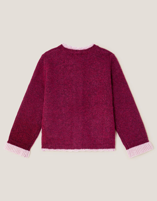 Floral Embroidered Cardigan, Red (BURGUNDY), large