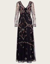 Evangelina Embellished Maxi Dress, Black (BLACK), large