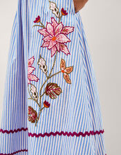 Sloane Floral Stripe Midi Dress, Blue (BLUE), large