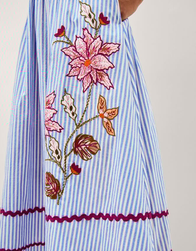 Sloane Floral Stripe Midi Dress, Blue (BLUE), large